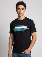 Camiseta "HUGO BOSS" Preta e Azul