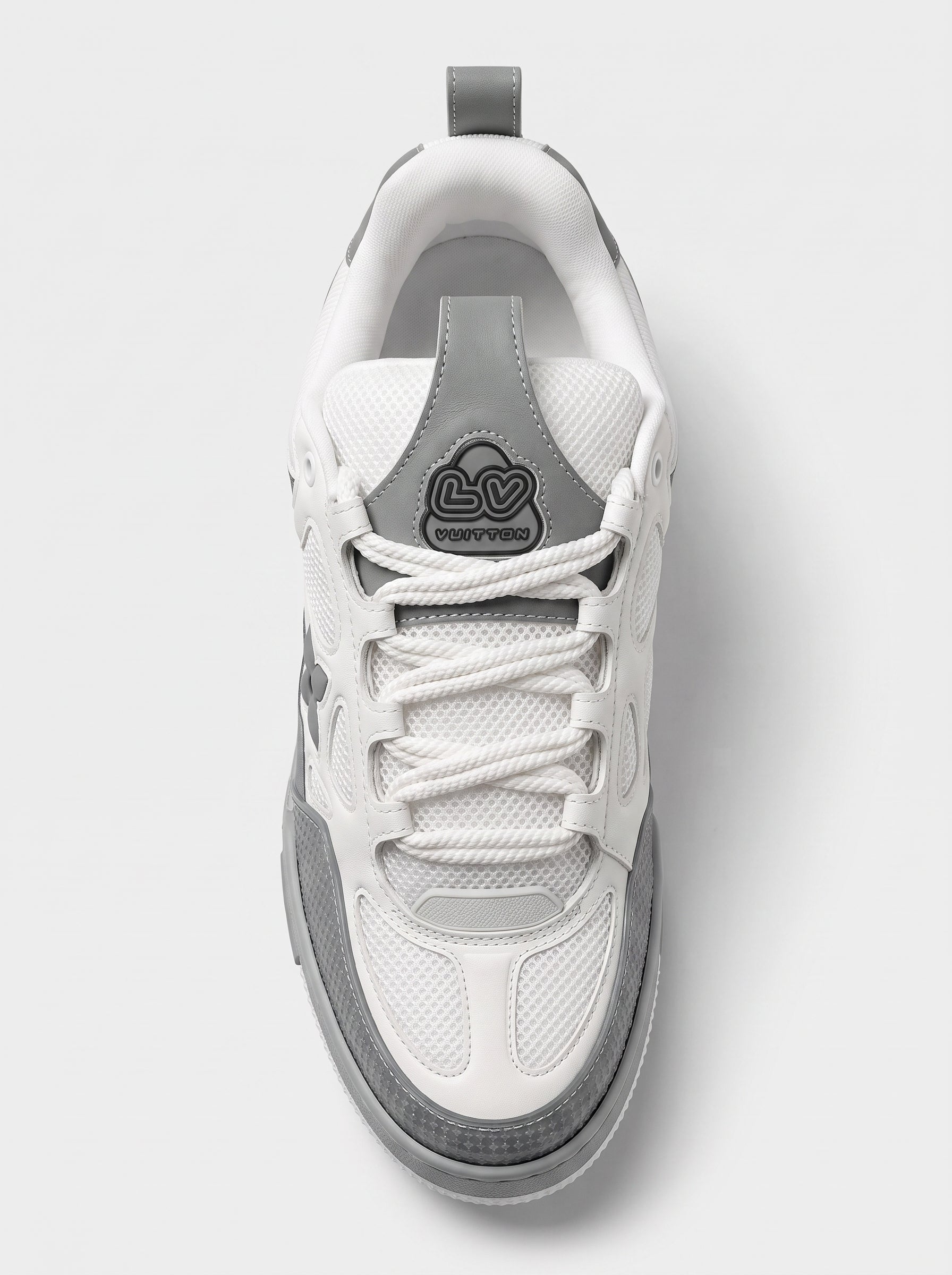 Tênis "LV" Skate Cinza e Off-White